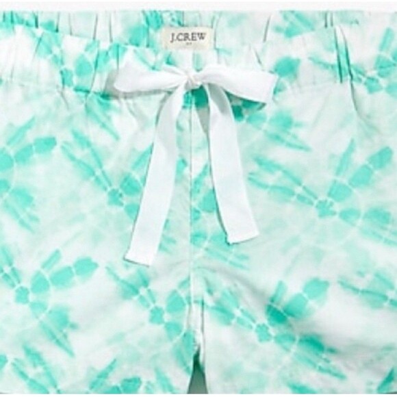 J.Crew COTTON SLEEP Tie Dye SHORTS Aqua Green 100% Cotton Drawstring  Lounge L - Picture 5 of 9